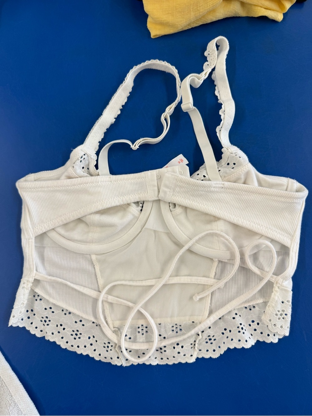 Colsie White Lace-Trim Ribbed Crop Top - Picture 2 of 3